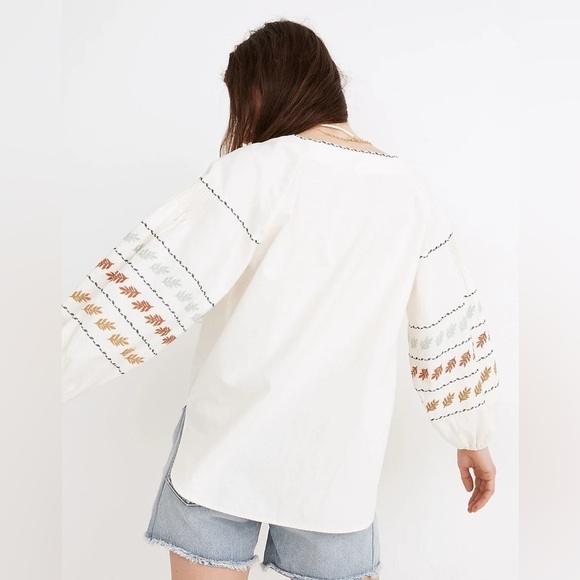 Nwot Madewell Embroidered-Sleeve
Popover Top - Picture 2 of 8